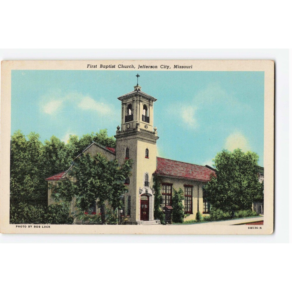 Vintage First Baptist Church Jefferson City Missouri Linen Postcard 9B536-N